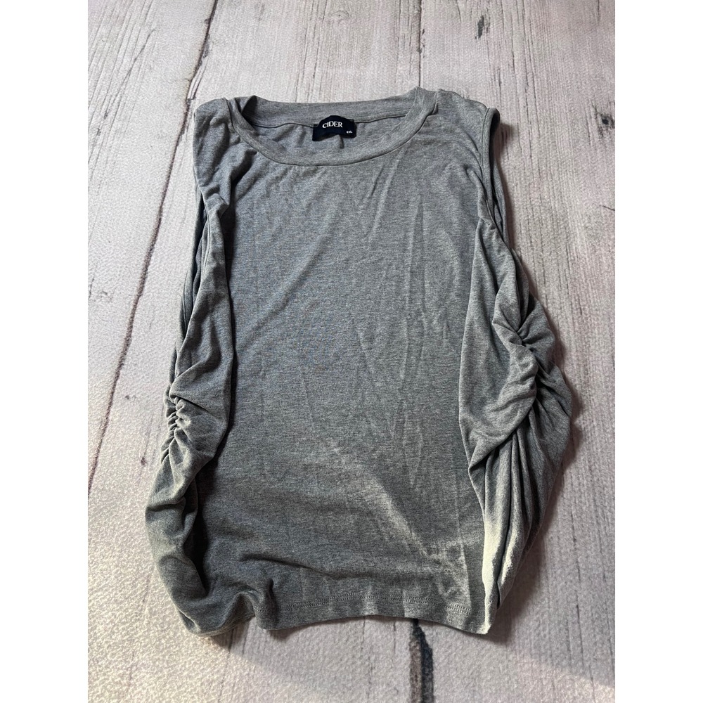 Cider Tank Top Women 4XL Gray‎ Ruched Side Sleeveless Crew Neck Jersey Basic